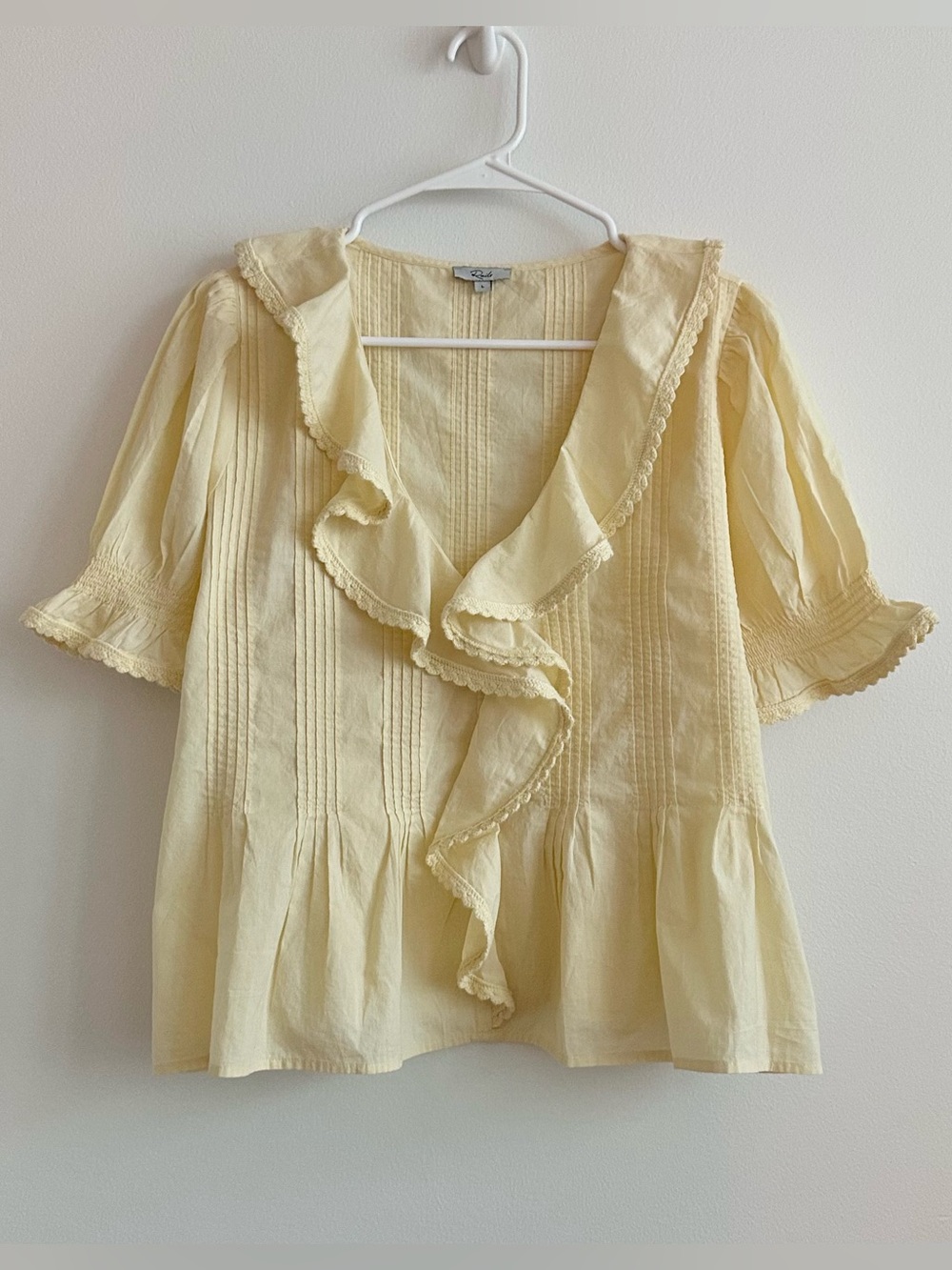 Rails Bloom Short Sleeve Ruffle Trim Blouse in Sunshine Yellow
